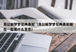 周公解梦梦见两条蛇（周公解梦梦见两条蛇缠在一起是什么意思）