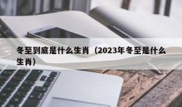 冬至到底是什么生肖（2023年冬至是什么生肖）