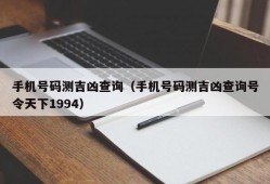 手机号码测吉凶查询（手机号码测吉凶查询号令天下1994）