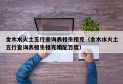 金木水火土五行查询表相生相克（金木水火土五行查询表相生相克婚配百度）