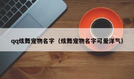 qq炫舞宠物名字（炫舞宠物名字可爱洋气）